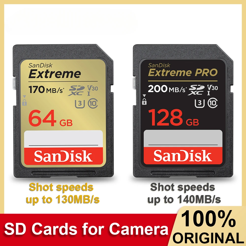 SanDisk Carte SD 4K UHD Carte mémoire 32 Go 64G 128G 256G 512G 1 To Cartes  SDHC/SDXC C10 U3 V30 UHS-I Carte SD Flash pour Appareil photo Ordinateur  portable - AliExpress