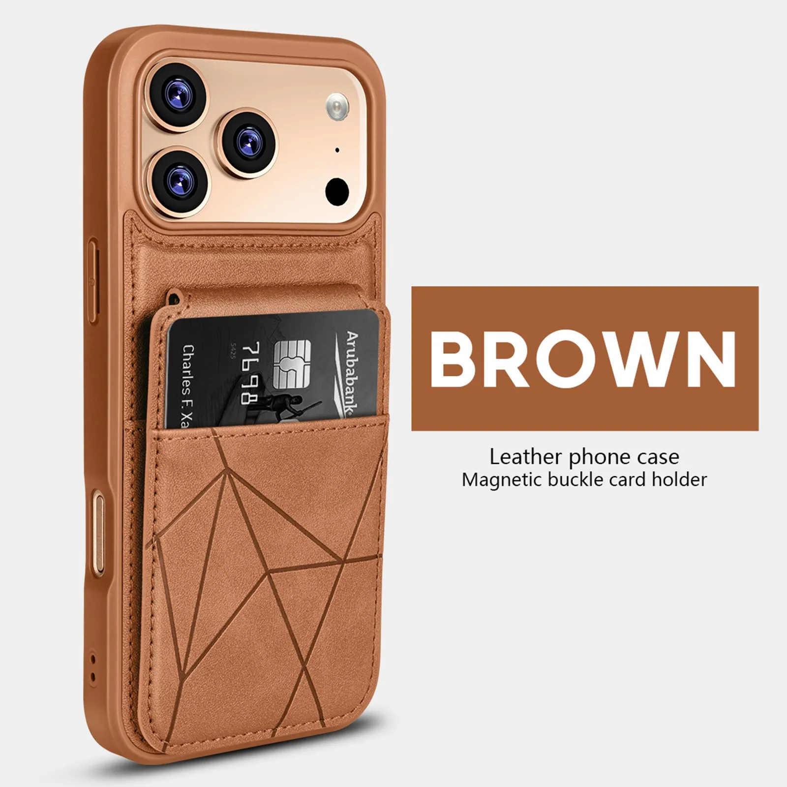 Luxury Leather Flip Wallet Phone Case with Card Holder and Durable Hard Cover