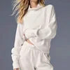 AL 2024 Yoga Weekend Escape Jogger Set Waffle Weekend Escape Mock Neck Long Sleeve Solid Color Casual Fashion Shirt 2