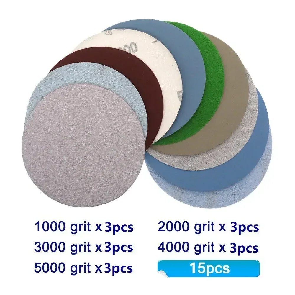 Sanding discs Hook Loop Sanding Round Disc 1000 2000 3000 4000 5000 125mm 15 pcs