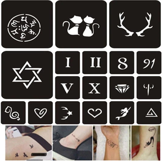 358pcs Glitter Tattoo Stencils For Drawing Painting Temporary Tattoos  Airbrush Templates Henna Tattoo Stencil For Women Man - Temporary Tattoos -  AliExpress