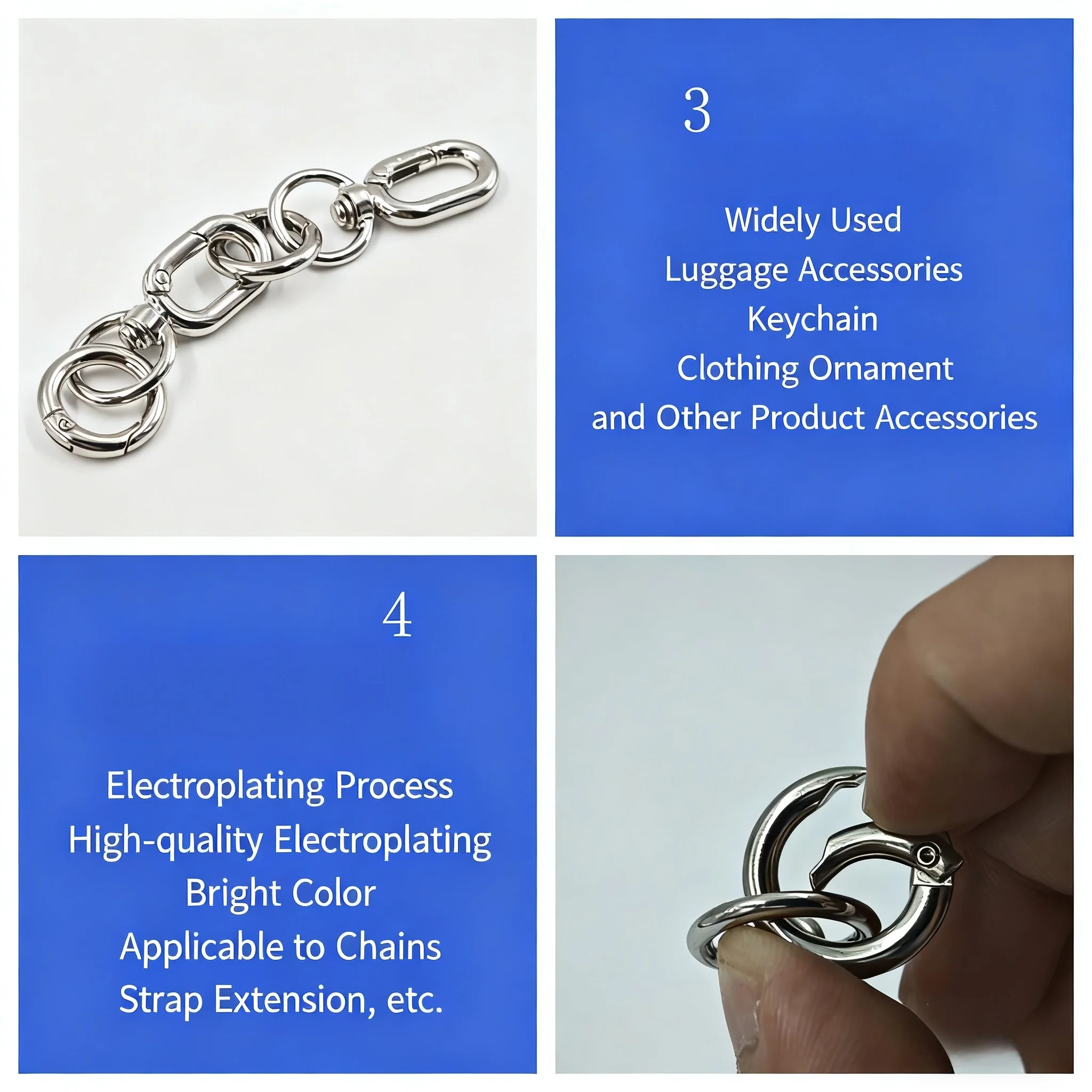 Double Opening Swivel Clasp Clips 2pcs Metal Swivel Spring Snap Hooks Key Chain Clip with Key Ring for DIY Keys