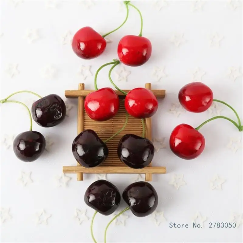 Artificial Cherry Fruit Decorations False Fruit Model artificial fruits and vegetables 10 Pair