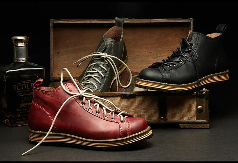 Description Picture 4 of itemGenuine Leather Shoes Outdoor Trekking Riding Combat Fitness Top Layer Cowhide Round Head Walking Boots Tooling Working Camping