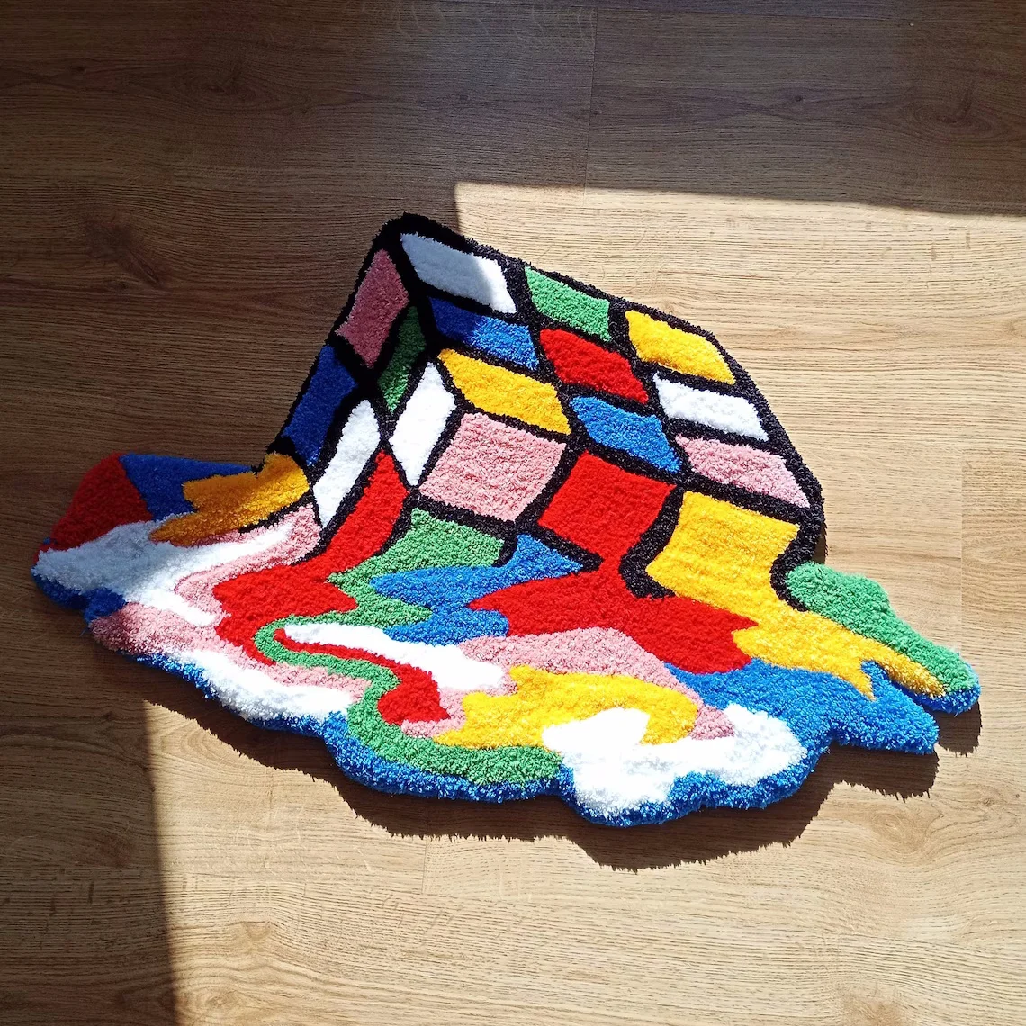 

Rubik's Rug Funny Colorful Carpet Gamer Gift Kids Room Decor Rug