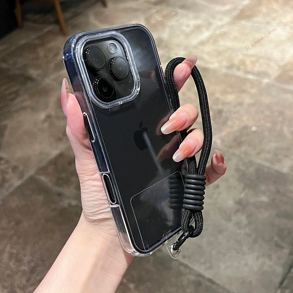 Magnetic Transparent Shockproof Wrist Strap Phone Case with Magsafe Charging Compatibility