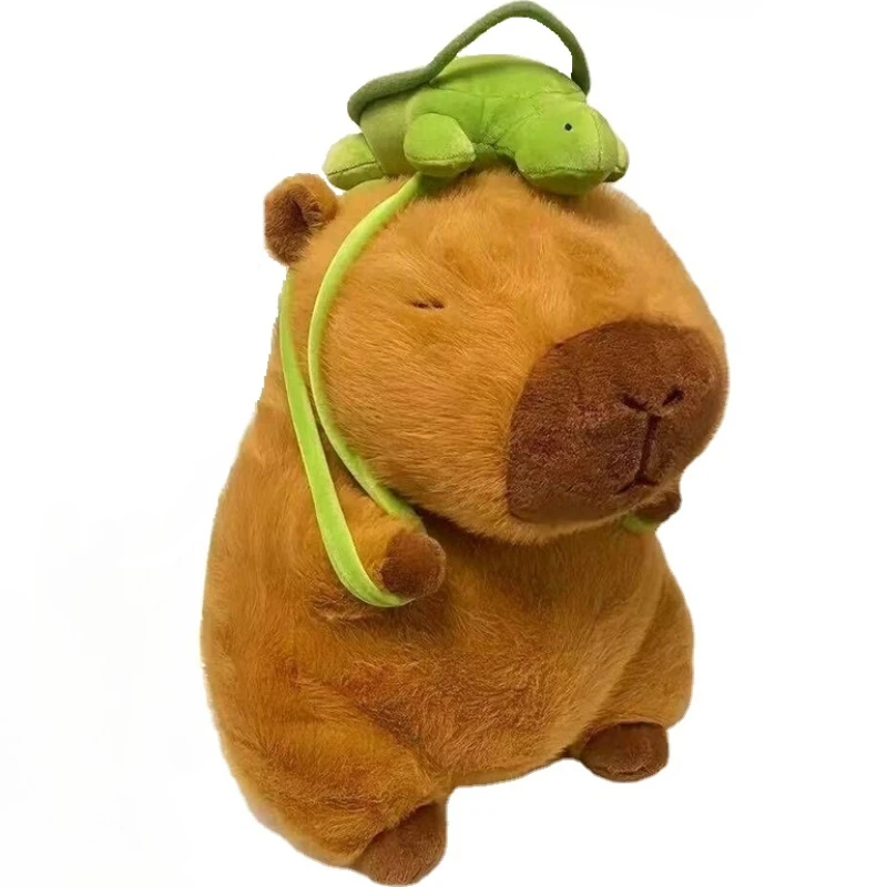 SHINELINE Capybara Kuscheltier 23cm - Mit Schildkrötenrucksack & Weichem Plüsch