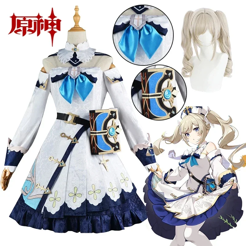 

High Quality Barbara Cosplay Anime Game Genshin Impact Barbara Cosplay Costume Dress Wig Disfraz Halloween Costumes for Women