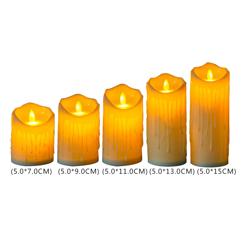 5cm Flickering Light Battery Operated Decorative Candles Home Decoration Simulation Flickering Pillar Candles for Party Festive