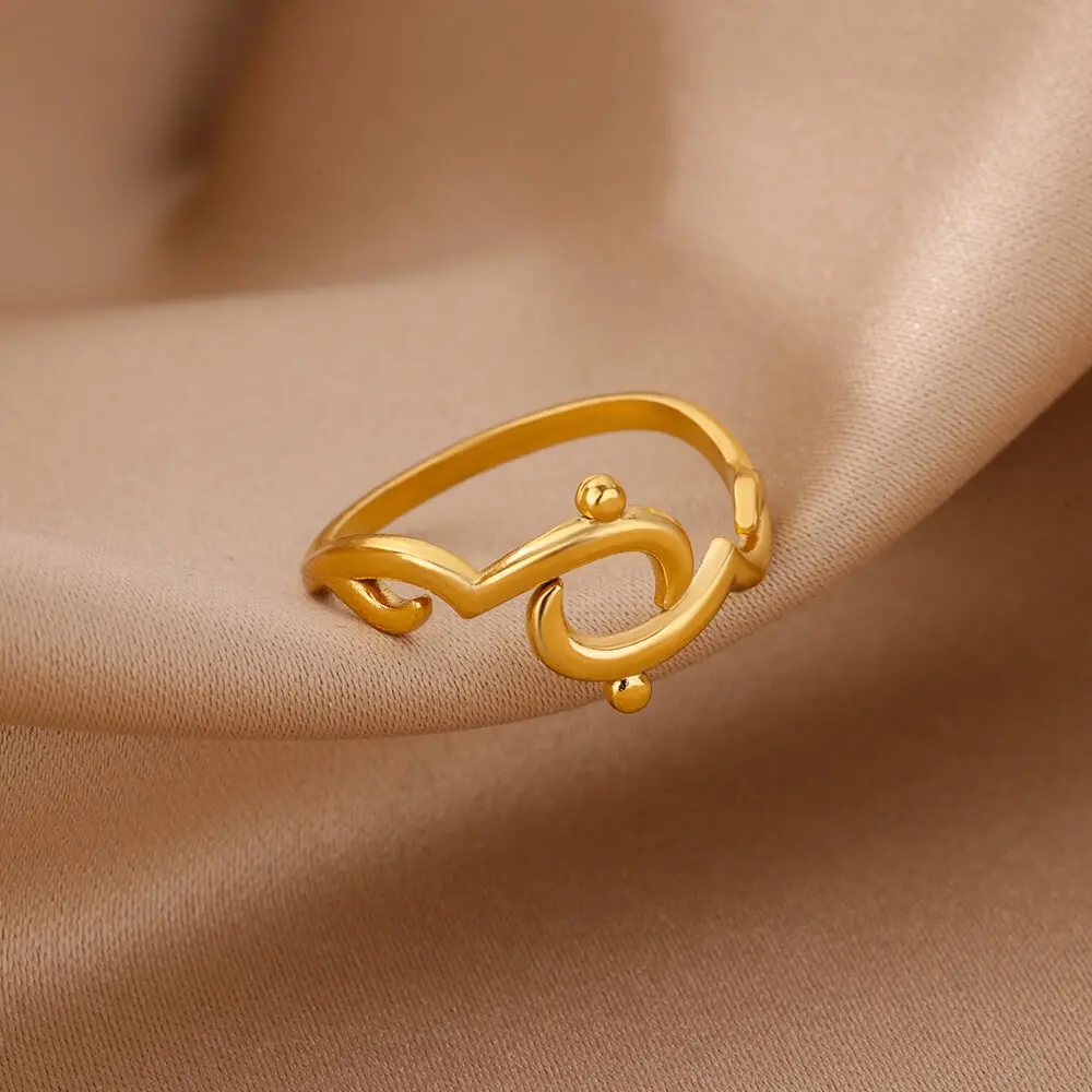 Arabic Rings Stainless Steel Gold Color Wedding Christmas Jewelry Gift