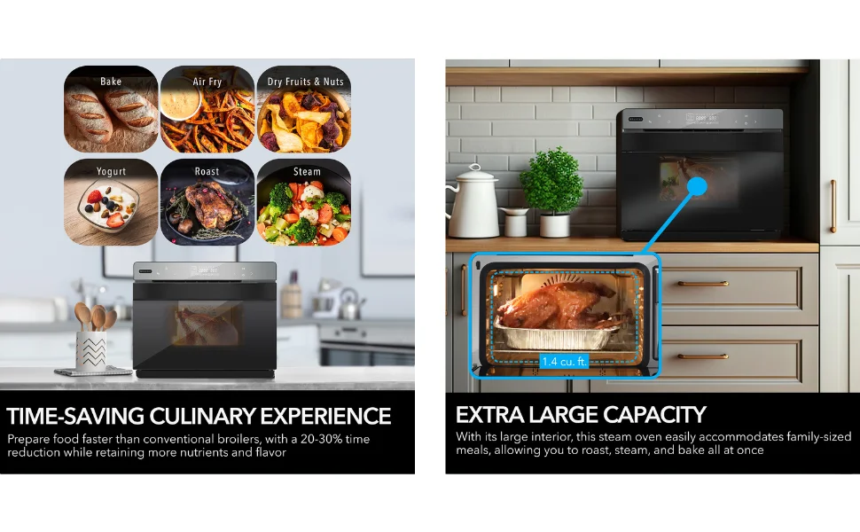 Description Picture 6 of item488GB Grande 40 Quart Capacity Counter-Top Multi-Function Convection Steam Oven, Black Stainless Steel