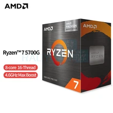 Processeur AMD Ryzen 7 5700G, 5700 GHz, 8 cœurs, 16 threads, 65W, L3 16 mo, Socket AM4 3.8 – 100, avec ventilateur, nouveauté