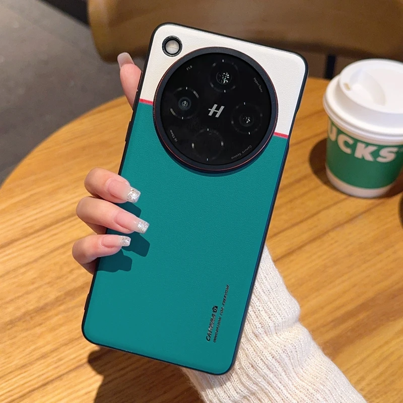 Ultrathin Contrasting Leather Camera Protection Case with Titanium Silver Border