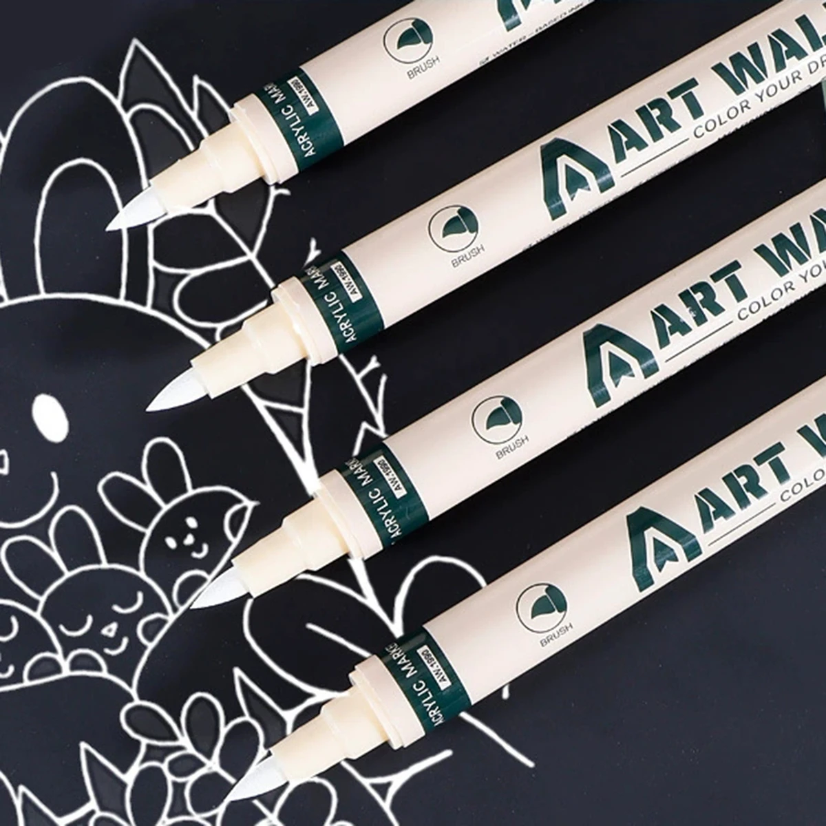 12Pcs Art Dual Tip Acrylic White Paint Marker Pens, Medium Tip, Suitable For Rock Painting, Stone, Glass, DIY Process Paint Set 5