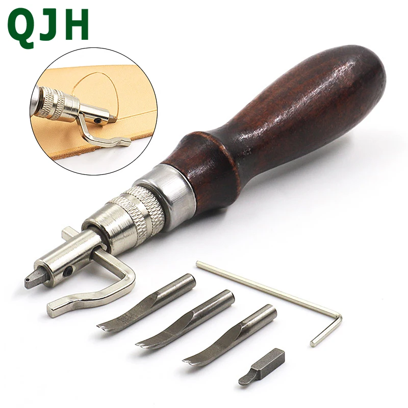 Leather Craft Edge Press Kit Adjustable Stitching And Groover Crease Crimp Line Slot Leather Stitching Sewing Tools Accessories