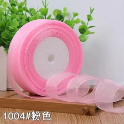 High - Density Organza Satin Ribbon for Crafts and Decoration, 15mm Width, 45 Meters (Light pink)