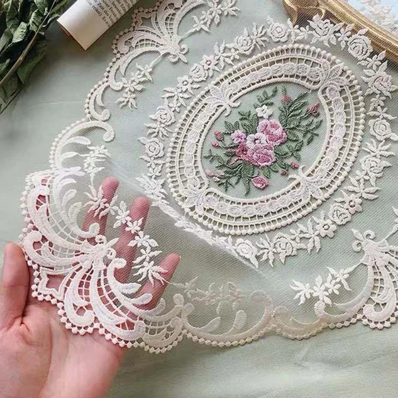 1Pcs Embroidered Dinning Table Cover Table Cloth Elegant Round Lace Tablecloth Coffee Coasters Napkin Party Wedding Decoration