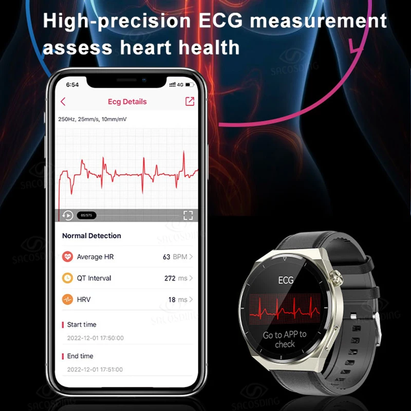 2023 ο  ECG + PPG Ʈ ġ  ǰ ɹڼ  ƮϽ  ð IP68  Smartwatch