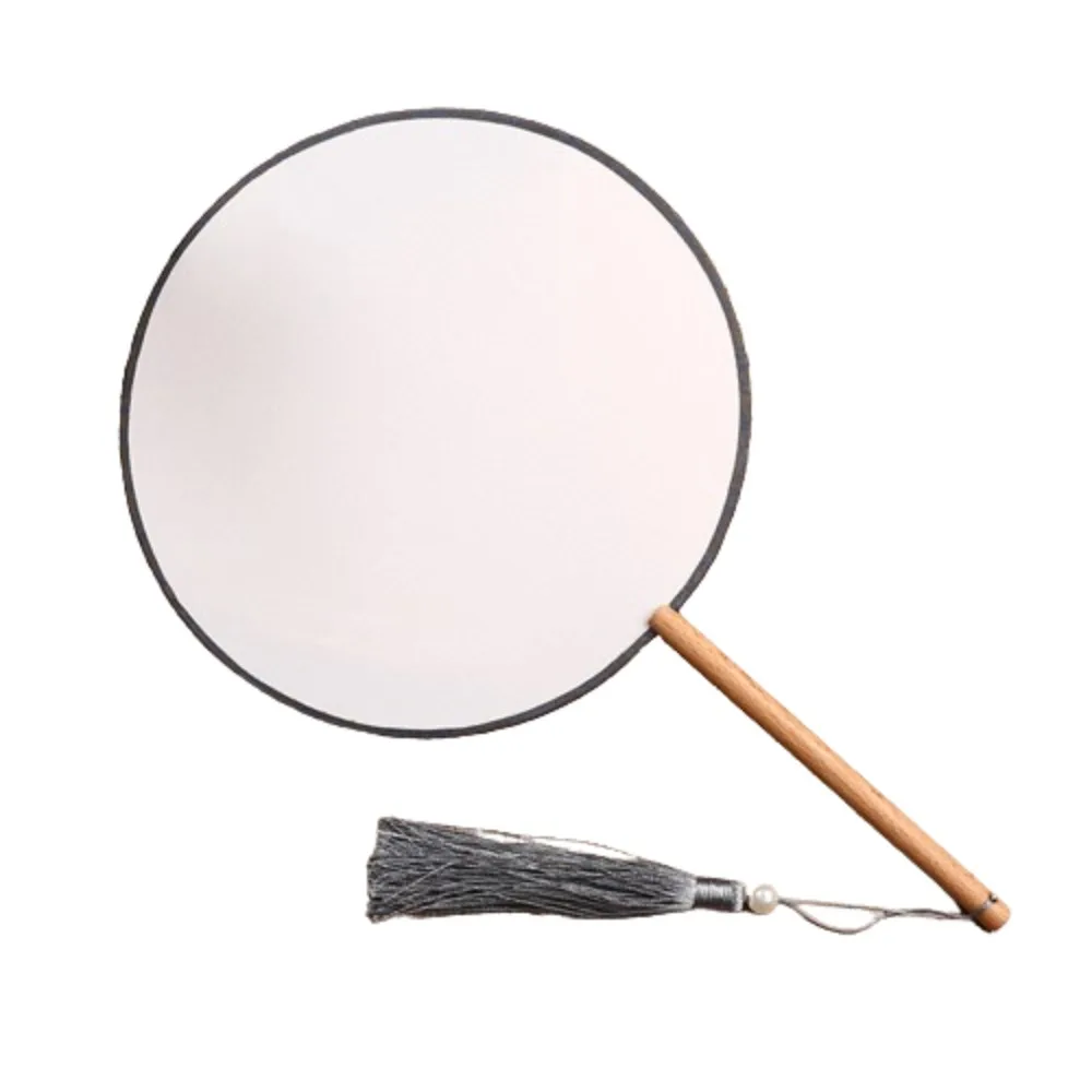 Vintage-Style Hand Fan with Tassel - Elegant Unfinished Art