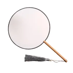 Vintage - Style Hand Fan with Tassel - Elegant Unfinished Art (Style 6)