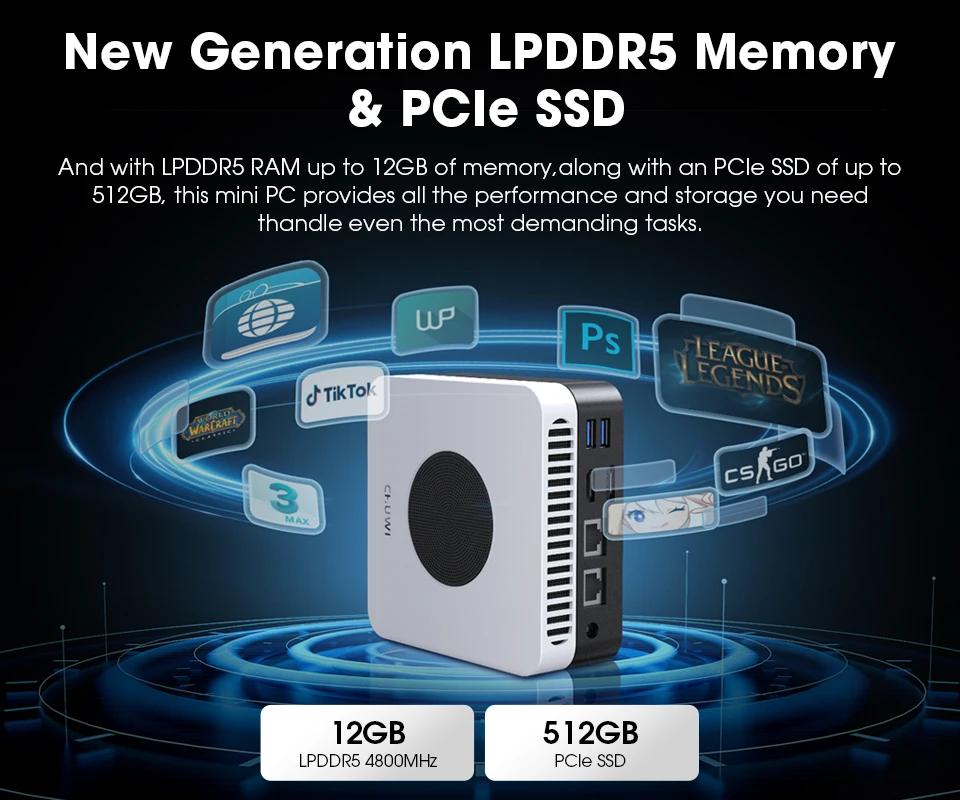 CHUWI LarkBox X ミニ PC ゲームインテル 12th N100 15W 12GB LPDDR5