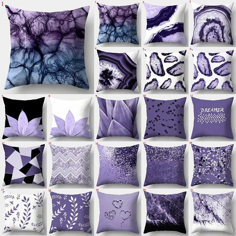 

Purple Geometric Pillowcase Decorative Cushion Cover Pillowcase Home Sofa Decorative Square Pillowcase
