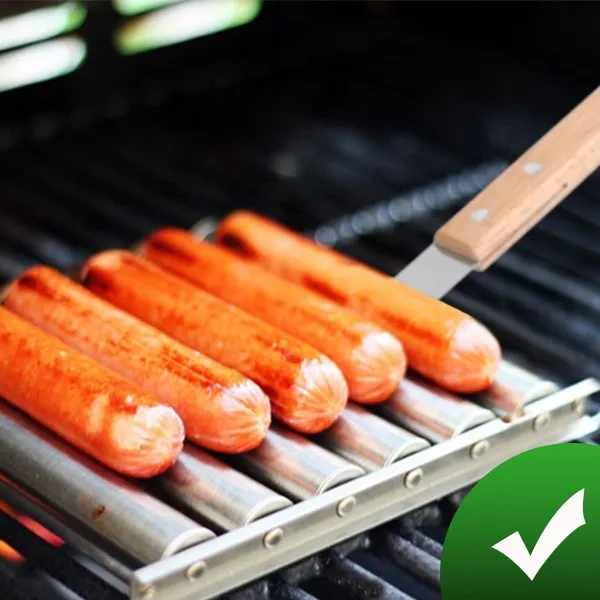 BBQ Sausage Baking Grill Rack Stainless Steel Roller Grill Brackets Household Outdoor Heat Resistance Non-Stick Barbecue Tool