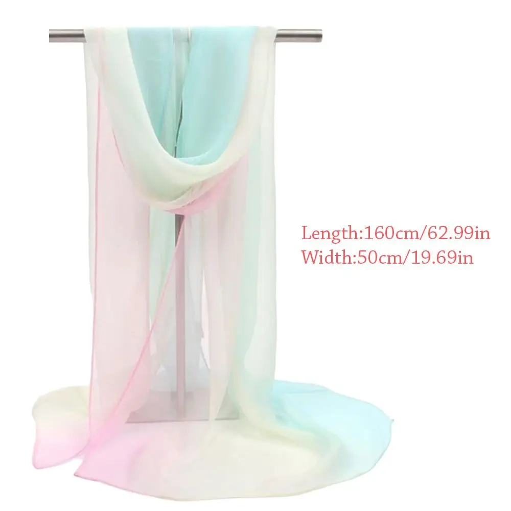 Summer Sun Protection Scarf Gradient Solid Color Soft Pashmina Long Anti-sunburn Neck Bandana Women