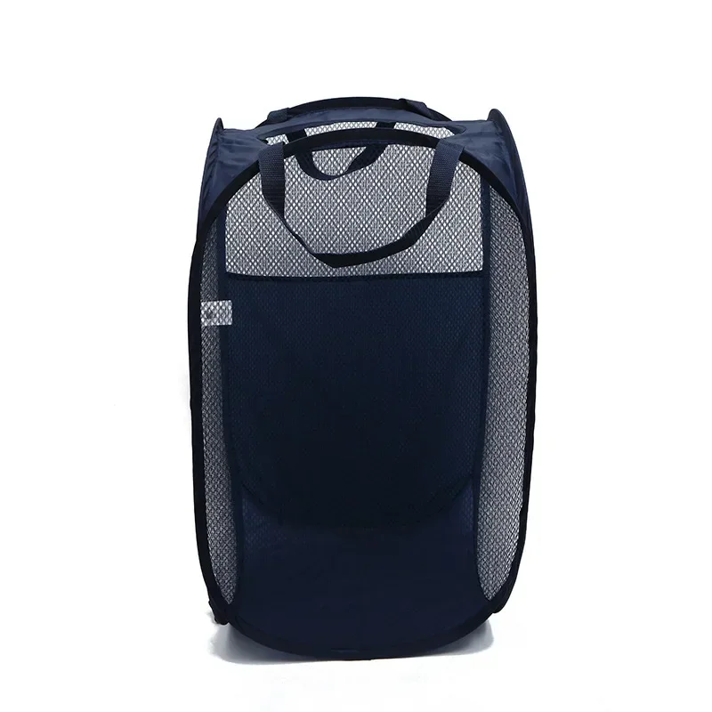 Portable Mesh Pop Up Laundry Hamper Wide Opening Breathable Collapsible Space-Saving Laundry Basket Dorm Travel Bathroom Items