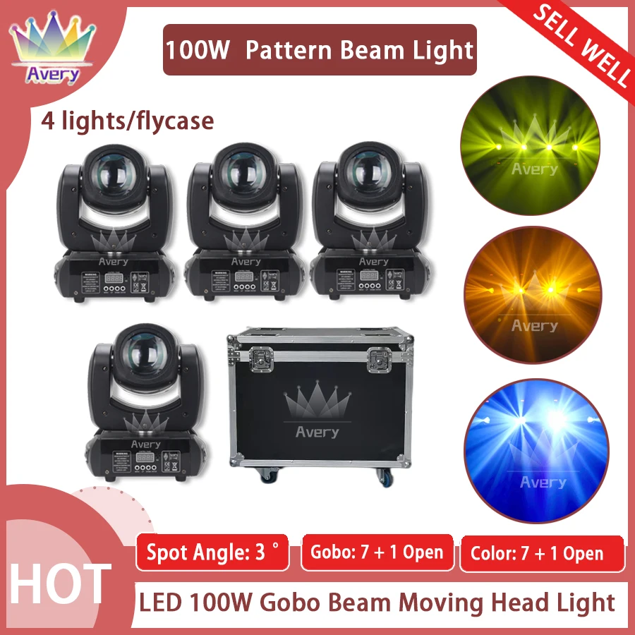 

No Tax 4Pcs High Quality Mini 100W Full Colorful LED Beam Moving Head stage Party Disco Dj Lights With Flycase By DMX Control