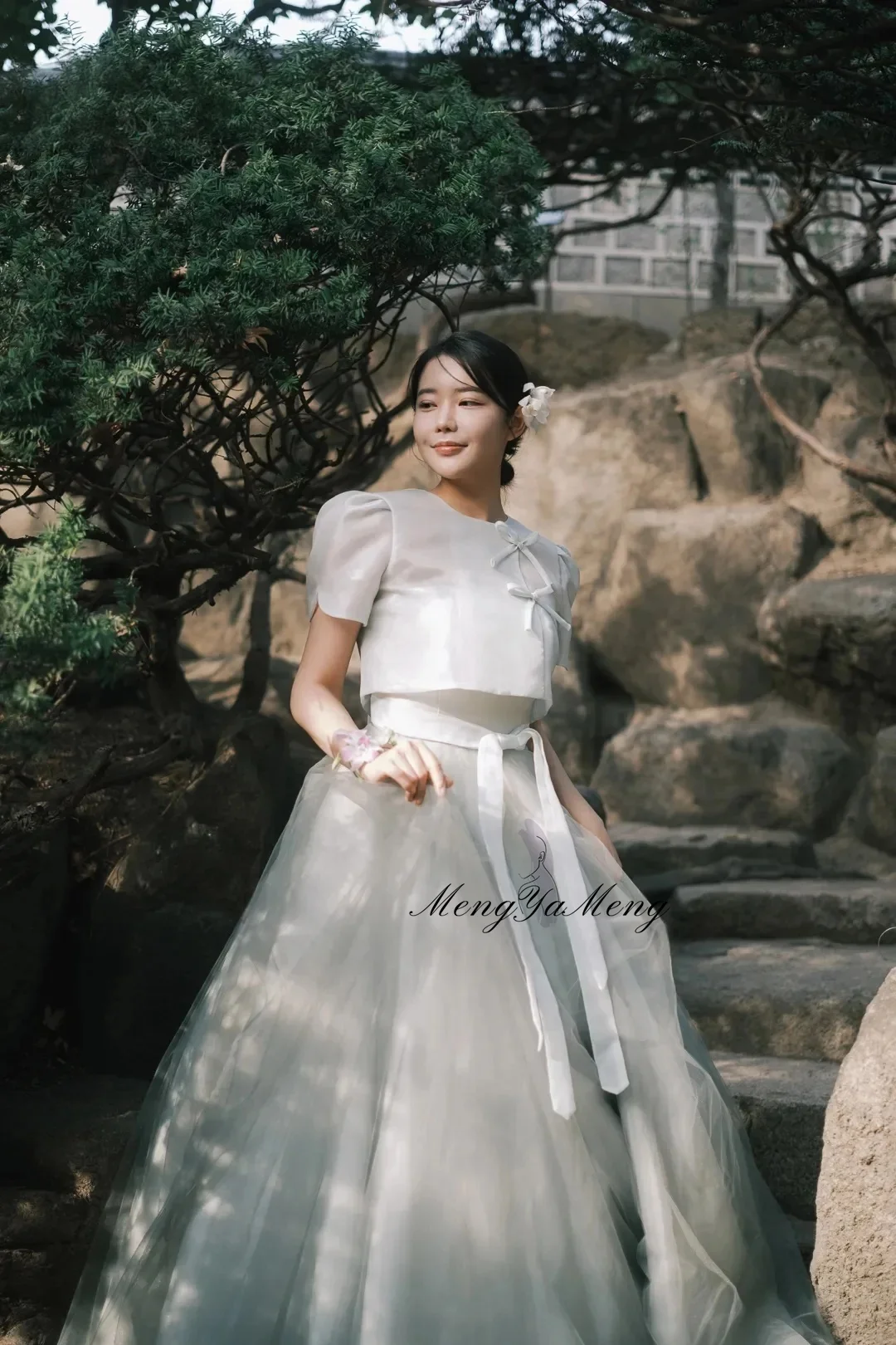 New Hanbok A-Line 2PCS Wedding Dresses Short Sleeves Ribbon Pleat Customized Korea Photoshoot Plus Size Floor-Length 2026
