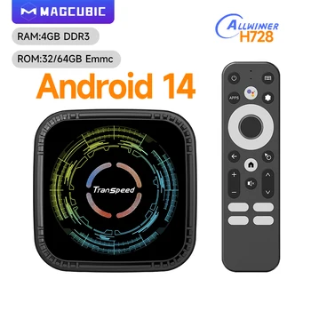 Transpeed Android 14 TV Box Allwinner H728 Cortex A55 8K HDR Streaming Media Player Dual Band WiFi 6 4K Set Top Box BT5.0