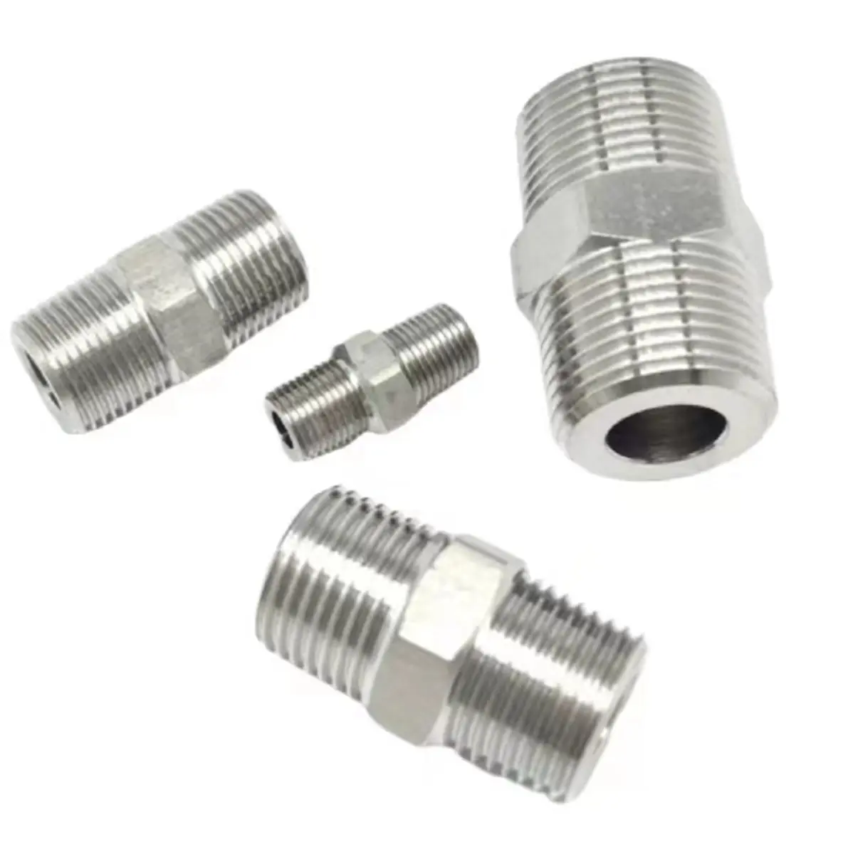 

200 Bar Equal Thread 1/8" 1/4" 3/8" 1/2" 3/4" 1" BSP M10 M12 M14 M20 Male-Male 304 Stanless Steel Hex Pipe Fitting