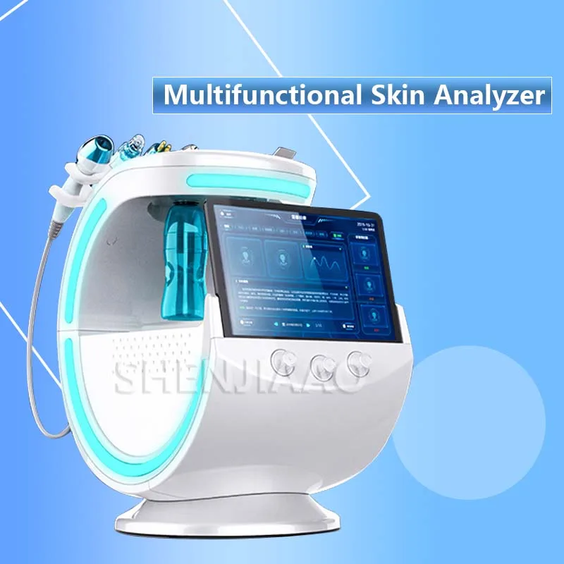 Ice Blue Magic Mirror Skin Analysis Professional Ultrasonic Microdermabrasion Skin Care Oxygen Freezing Spa Instrument blue copper peptide anti wrinkle freezing age cream natural hydrating makeup base cosmetics for daily women pore base face cream