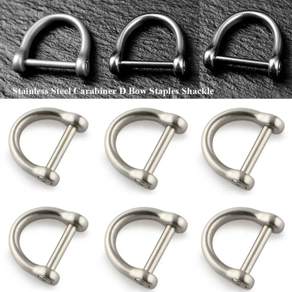 

Solid Stainless Steel Carabiner D Bow Staples Shackle Fob Key Ring Keychain Hook Screw Joint Connector Buckles Outdoor Bracelet