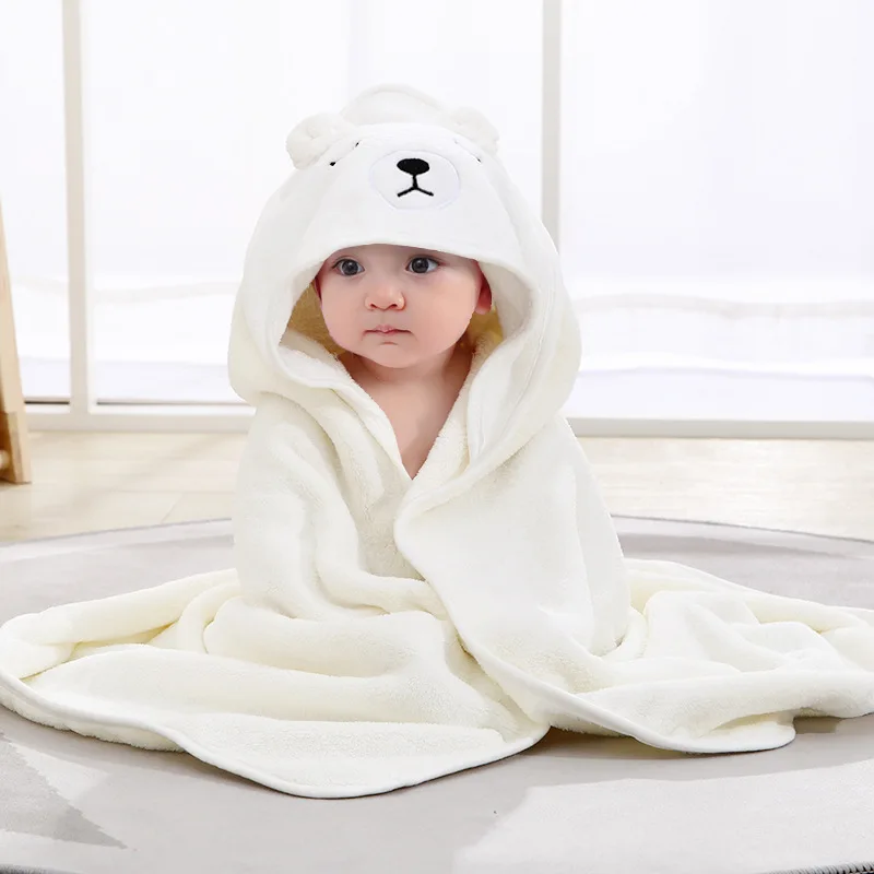 Baby Bathrobe Hooded Boys Girls 0-3 Years Solid Towel Blanket Animal Modeling Swaddling Newborn Shower Kids Bedding 105*105cm