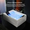 Whirlpool Bathtub for 2 People, Spray Bathtub, 71 Inch Massage Belt, 18 Water Nozzles+20 Air Nozzles, White Color Therapy 6