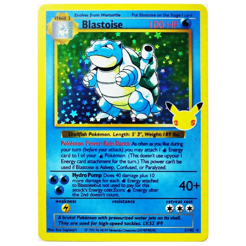 3pcs Pokemon 25Th Anniversary Collection Cards PTCG Charizard Blastoise Flash Cards Game Anime Rare Collection Cards Gift Toys 3