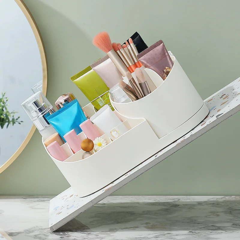 Portable Cosmetics Storage Box with Compartment,Desktop Large Capacity Pencil Case,Rotating Pencil Case,Makeup Brush Storage Box