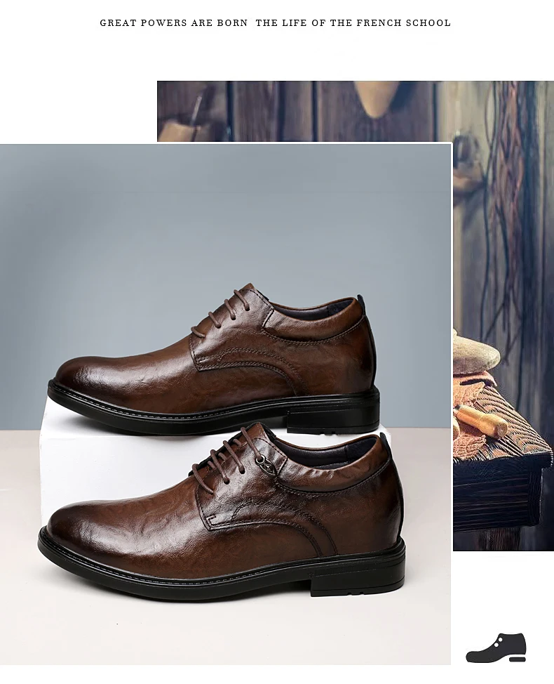 6CM Versteckte Erhöhung Herren Oxford Schuhe Business Formelle Elevator Lederschuhe Komfortable Rutschfeste Hochzeits- und Partyschuhe – Detail 17