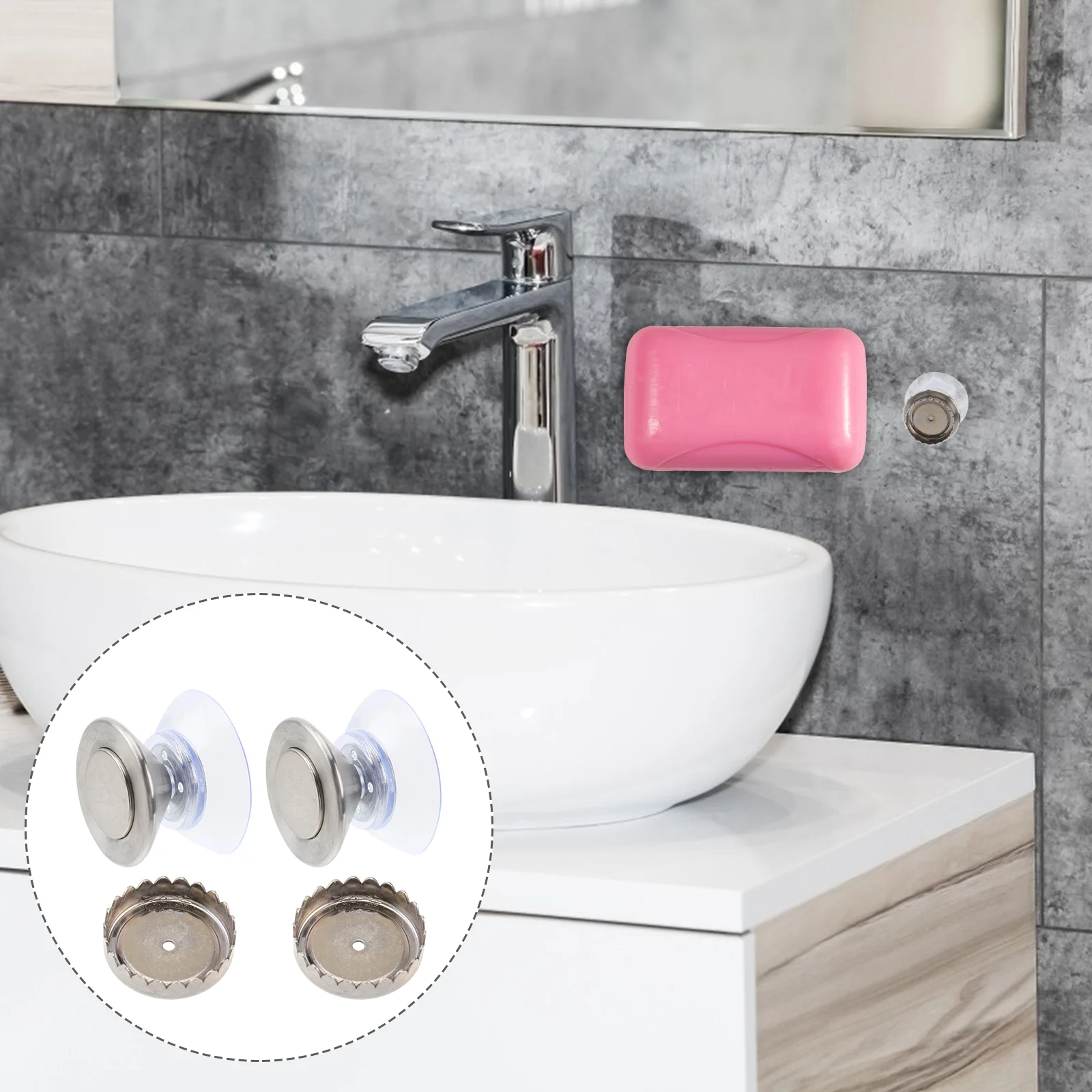 

2 Sets Magnetic Soap Holder with Suction Cup Hanger Container Stand Bracket Dish