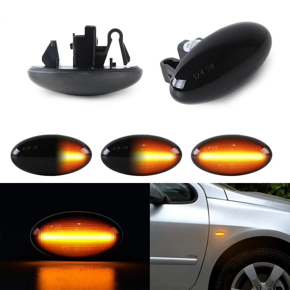 

LED Dynamic Turn Signal Light Flowing Water Side Marker Indicator Light For Peugeot 307 206 207 407 107 607 Citroen C1 C2 C3 C5
