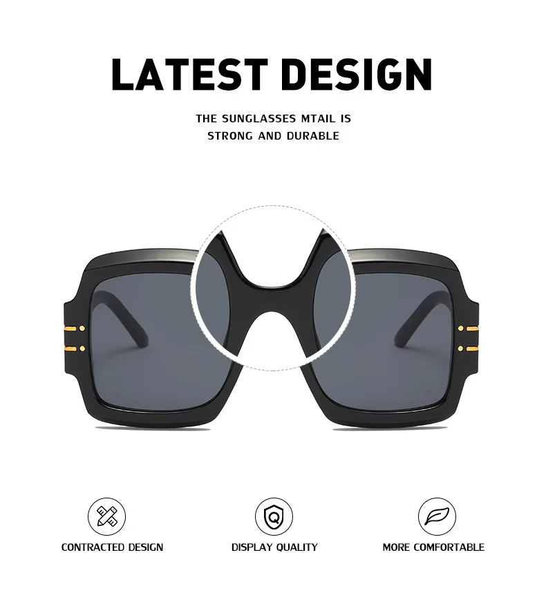 Vintage Oversized Sunglasses For Women Quality Black Gradient_voghion.com