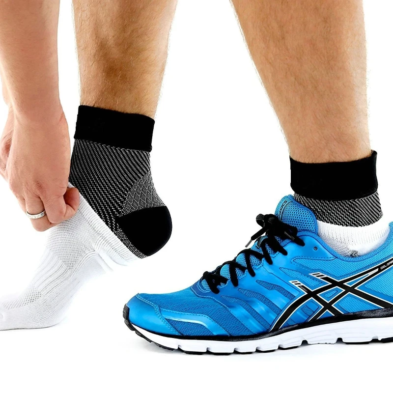 1pair Sports Ankle Brace Compression Support Sleeve Elastic Breathable for Injury Recovery Joint Pain Foot Running Socks