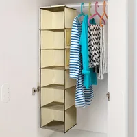 1PCS washable folding clothing storage box set Bamboo piece wardrobe storage bag Multi-functional hanging storage bag 2