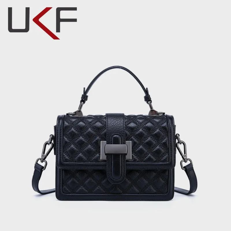 

UKF Classic Women Leather Flap Bag Single Shoulder Crossbody Bag for Women Portable Fashion Metal Buckle Zipper Embossed Design