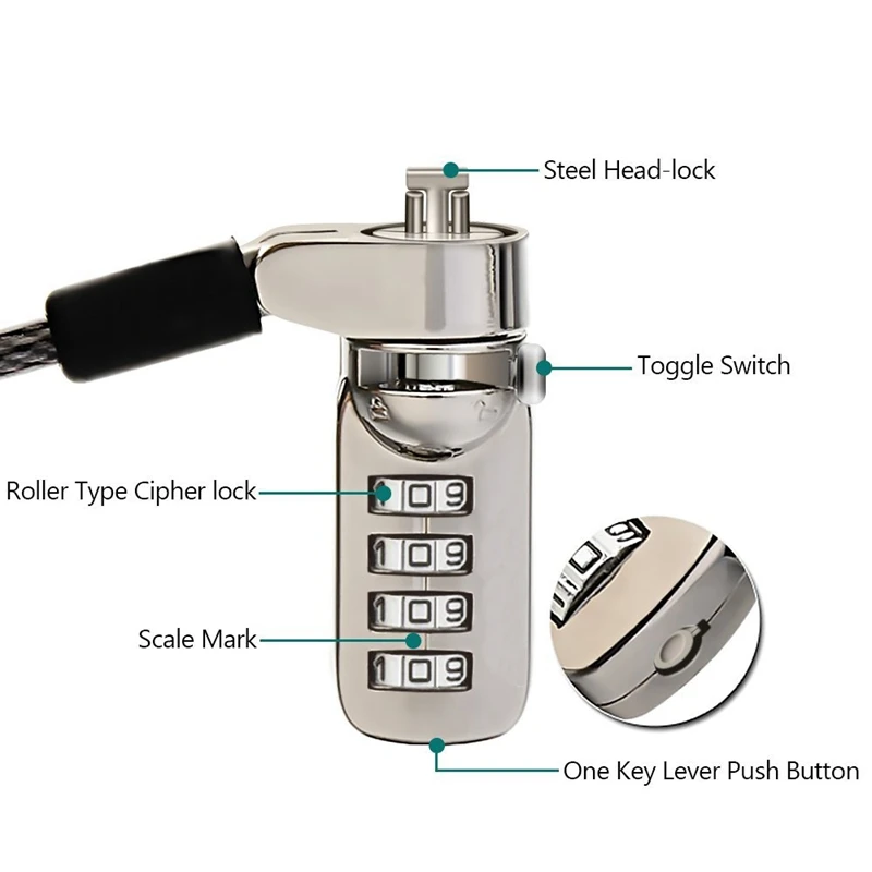 4 Digit Combination Computer Lock Security Password Anti-theft Chain For Laptop Notebook PC 1