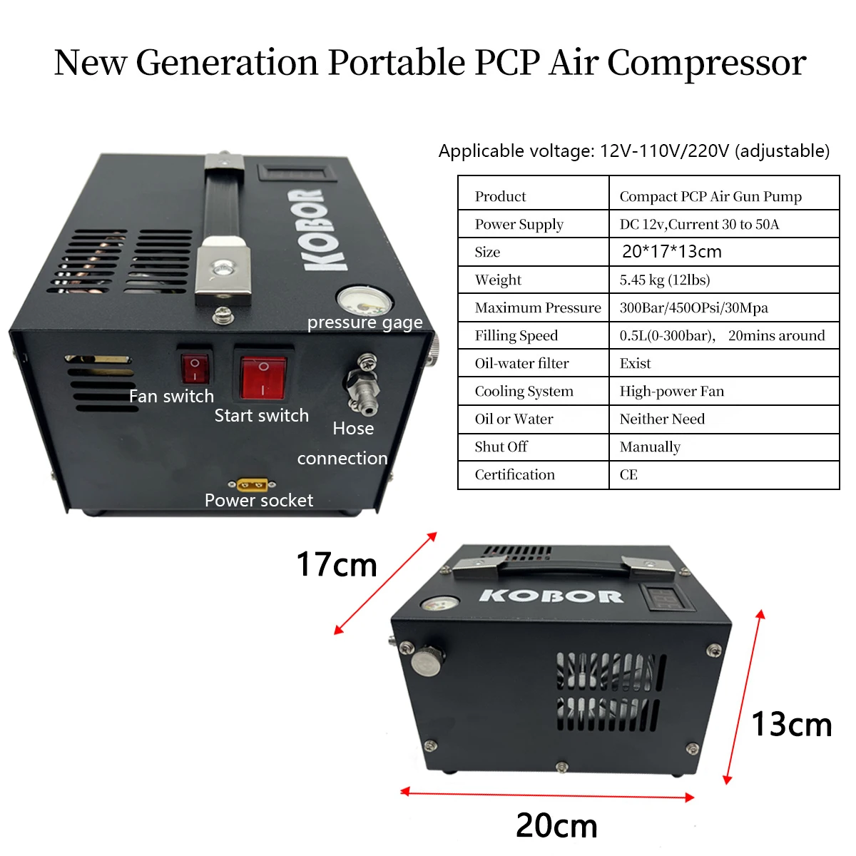 Pcp Air Compressor 220v Pcp Pump Pcp Air Rifle Car Pump 12 V Pcp Compressor Pcp 300bar Submersible Pump 12V / 110V / 220V