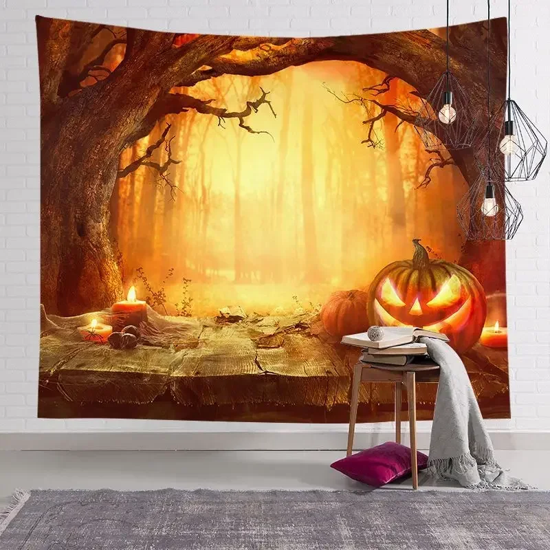 Halloween Skull Pumpkin Tapestry 2