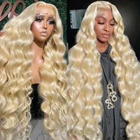 Body Wave 613 Hd Lace Frontal Wig 14x4 Human Hair Wigs 13x6 Transparent Lace Honey Blonde Glueless Wigs For Women 300 Density 1